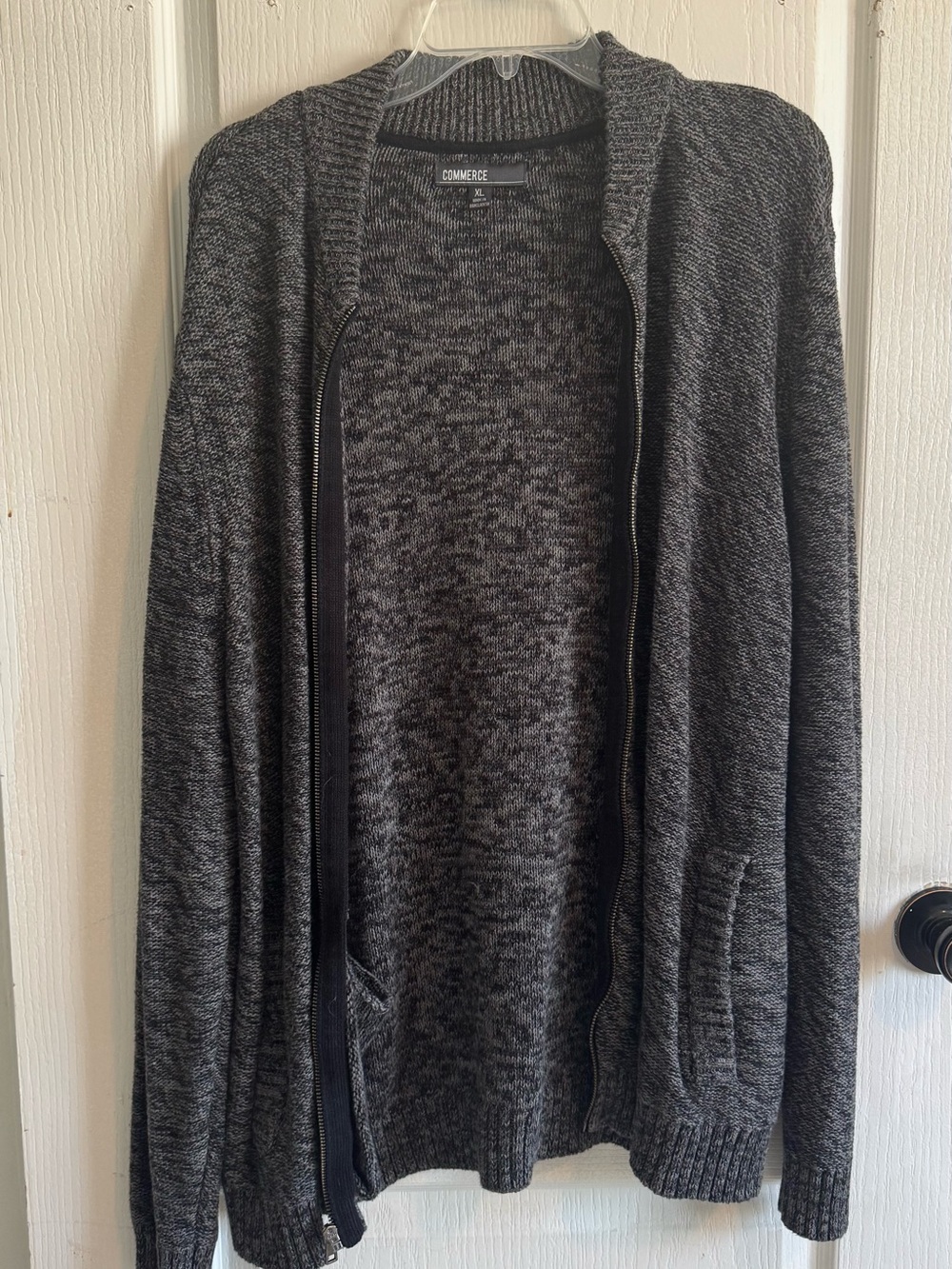 Commerce XL Black & Gray Marled Knit Cardigan